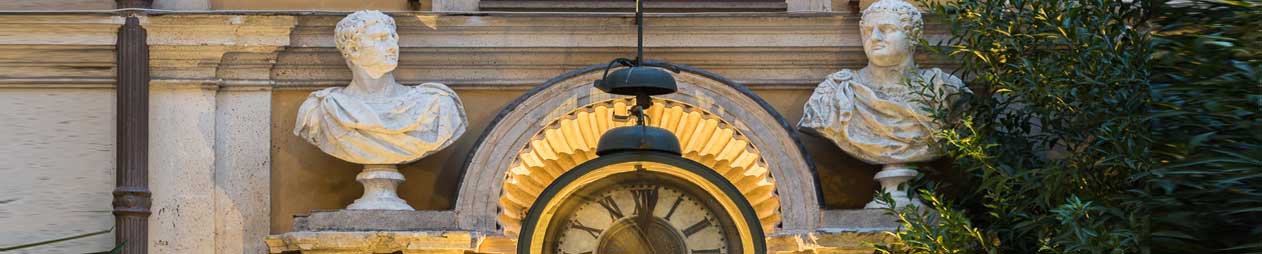 The historic water clock in the courtyard